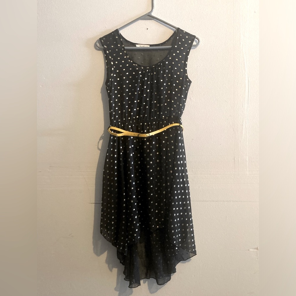 Black and Gold Glitter Polka Dot Dress Small
